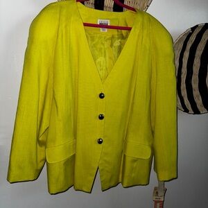 Leslie Fay Women's Vintage Yellow Blazer Suze 24